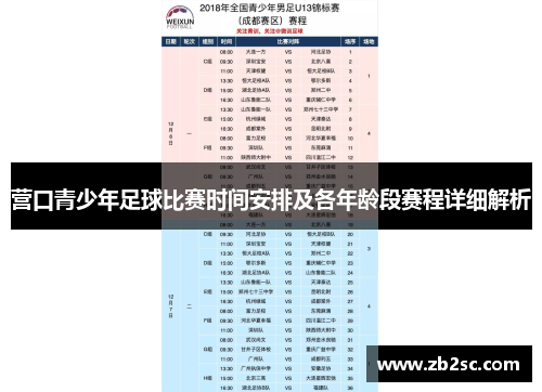 营口青少年足球比赛时间安排及各年龄段赛程详细解析